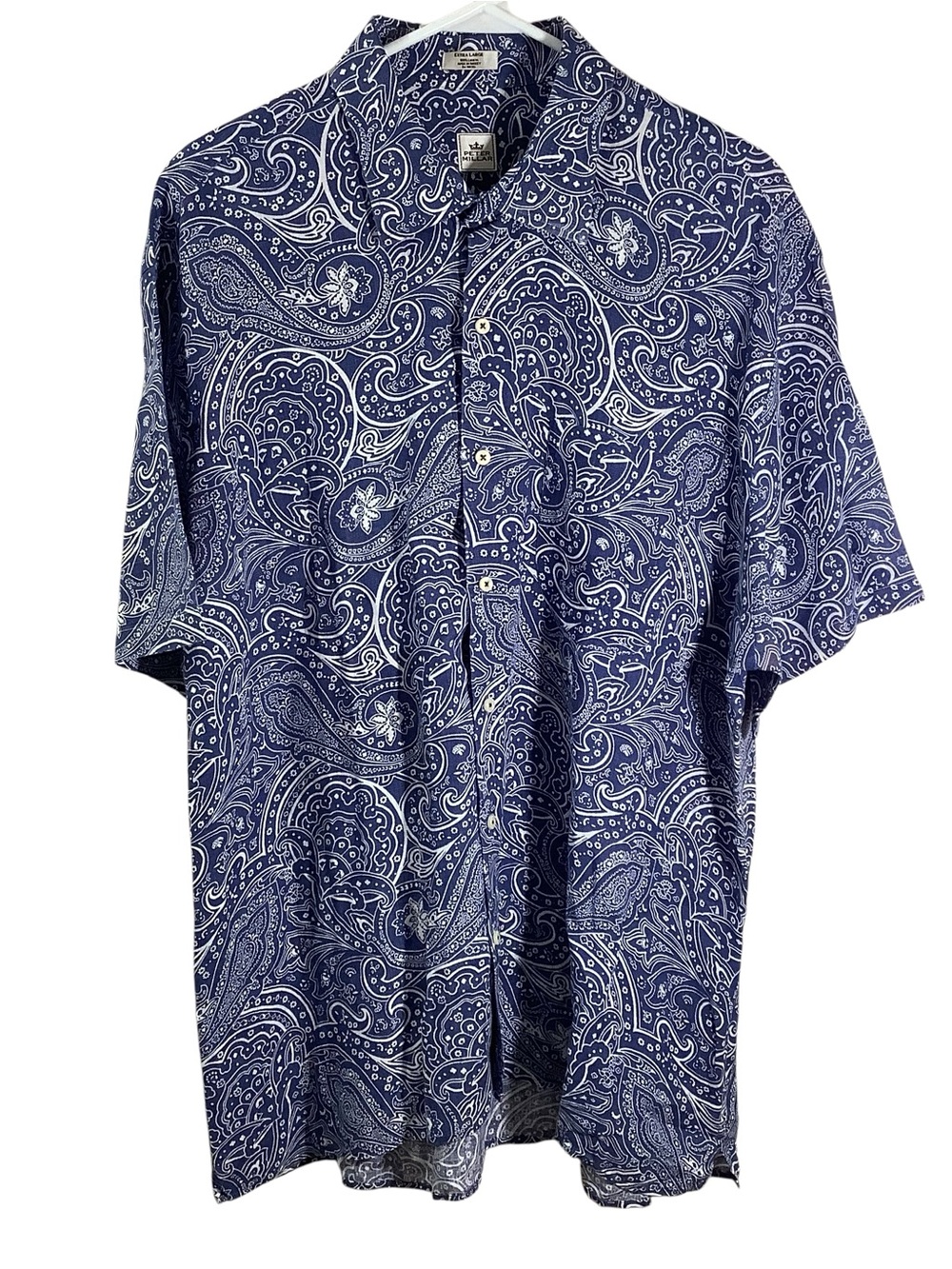 Peter Millar 100% Linen Paisley Short Sleeve Button-Down Shirt